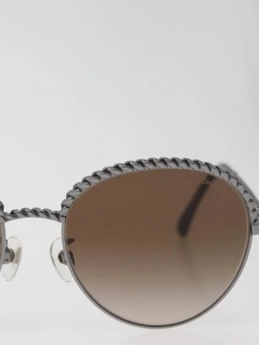 CHANEL Sunglasses metal Silver CC Auth 176091A